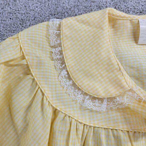 VTG Kingly Womens House Coat‎ 10 Yellow Gingham Grandma Cottagecore Nightgown - Picture 6 of 12